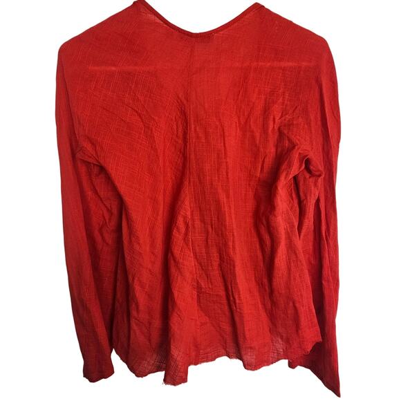 See By Chloe Womens Red Blouse Lightweight Size 4 Holiday Valentines Raw Hem - Picture 7 of 7